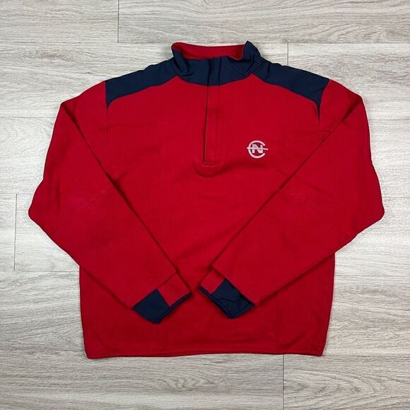 Nautica Competition Sweatshirt Mens Large Red Zip Sailing Casual Logo - Picture 1 of 16